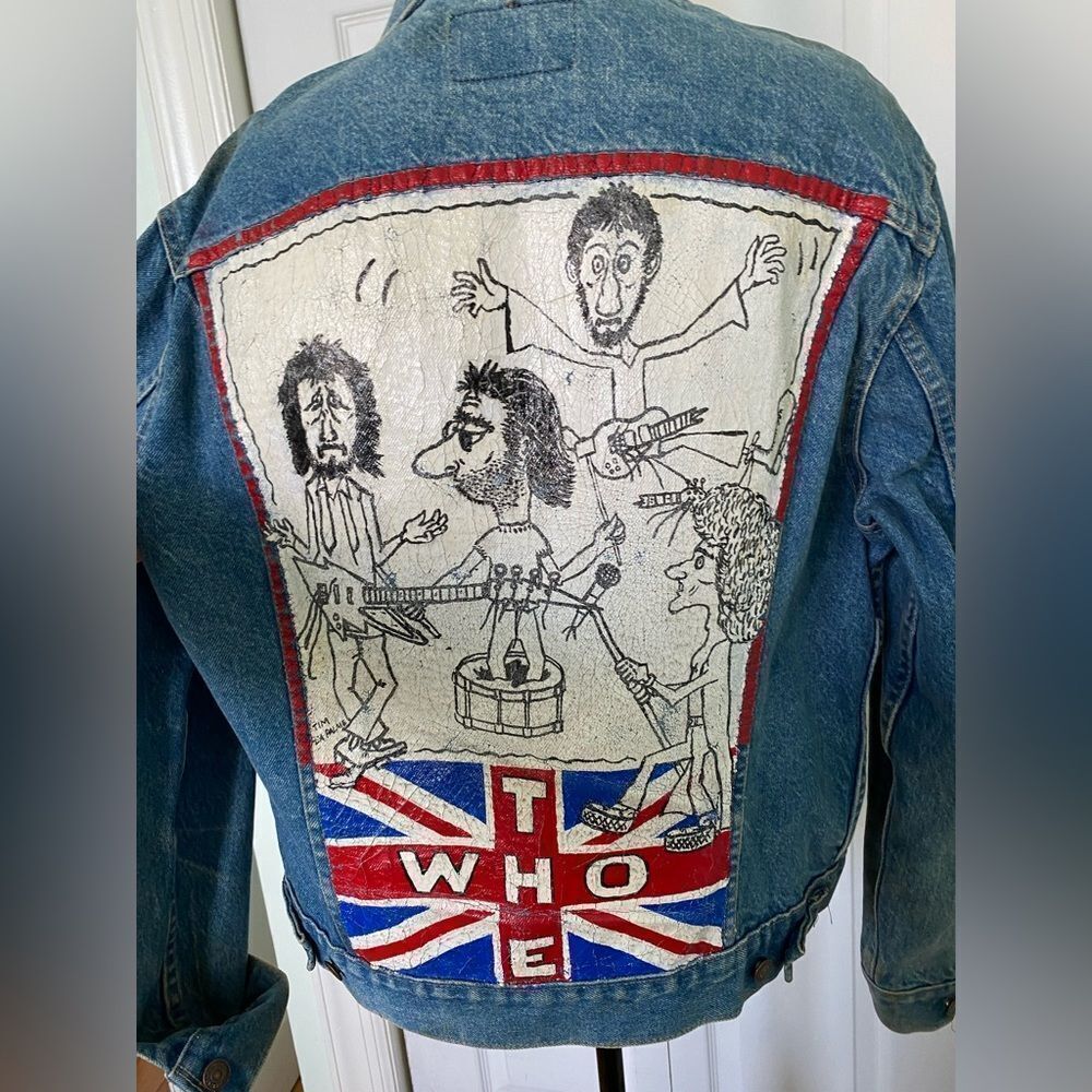 1990s/80s Levi’s Jean Jacket with Hand painted WHO Band Album Cover - Picture 3 of 11